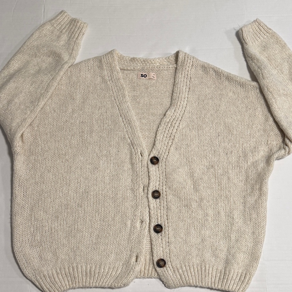 SO Women's Button-Up Cream Cardigan